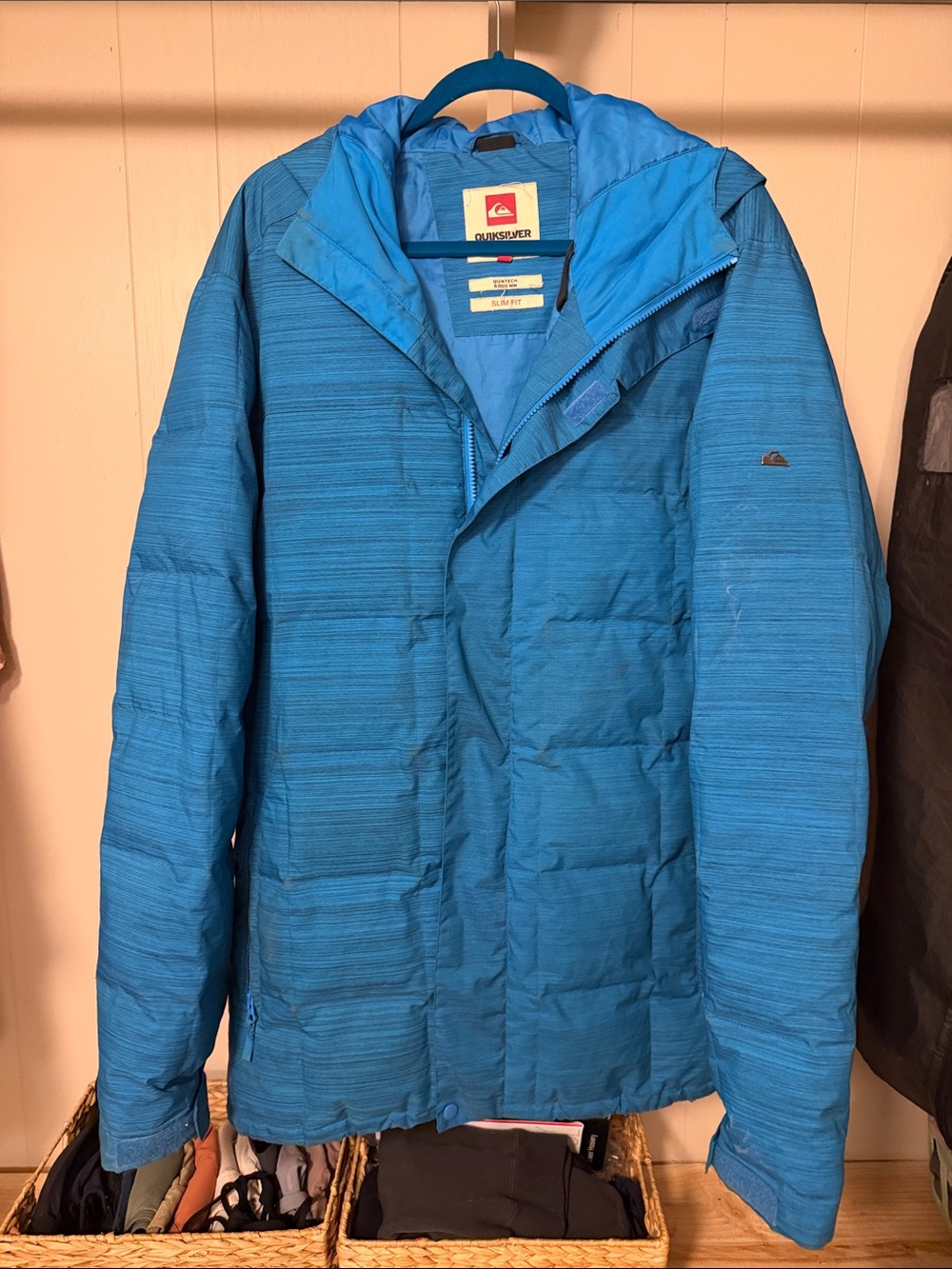 Quiksilver Utility Men's Bright Blue Quilted Hooded Puffer Ski Jacket